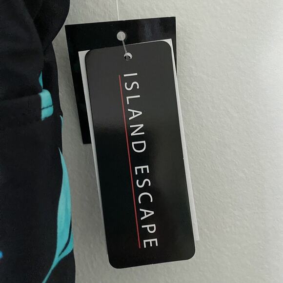 Island Escape One-Piece Black Floral Adjustable Swimsuit Size 10 New - Picture 7 of 11